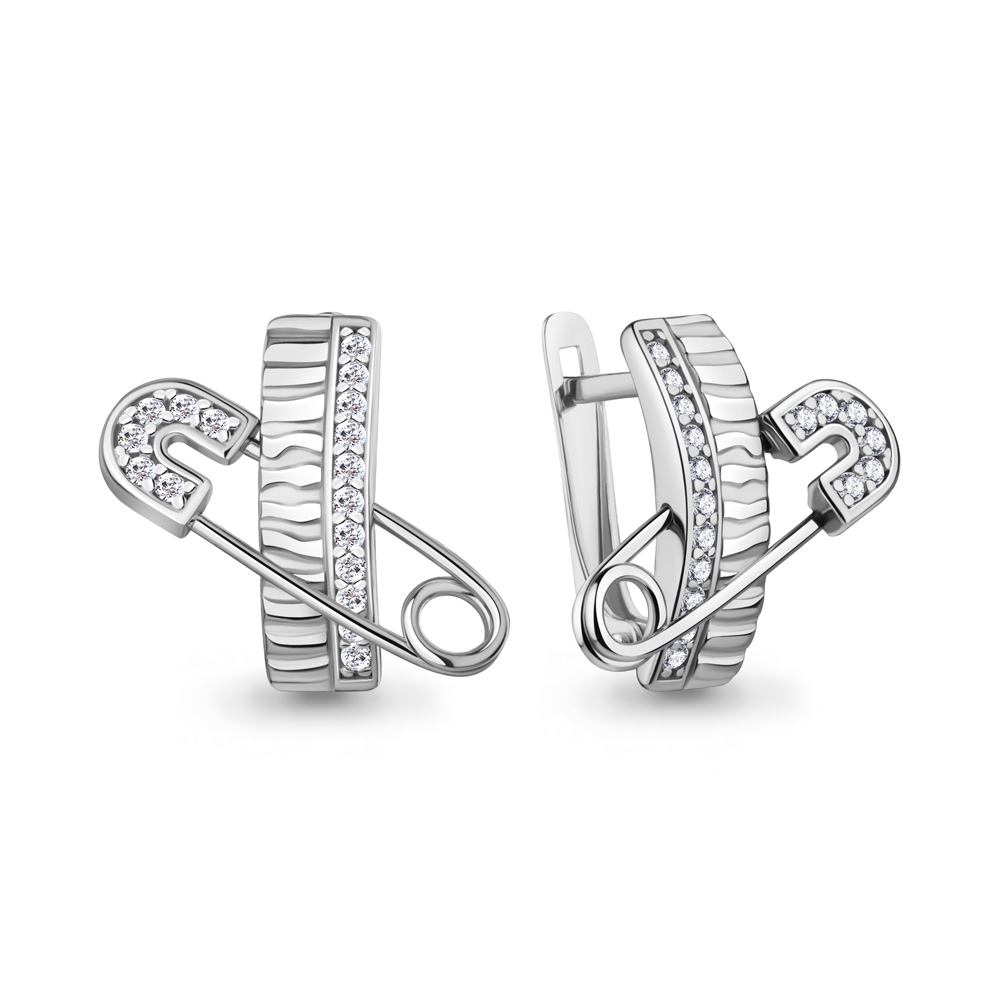 401015А Серьги из Серебра с фианитами