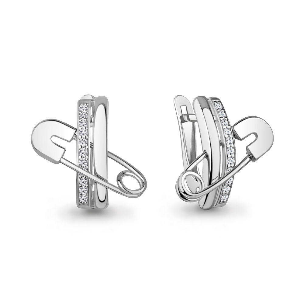 401018А Серьги из Серебра с фианитами