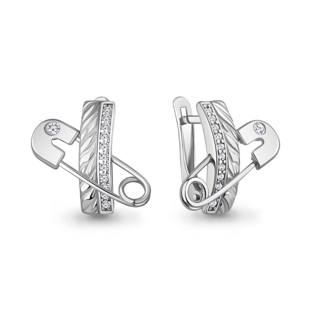 401019А Серьги из Серебра с фианитами