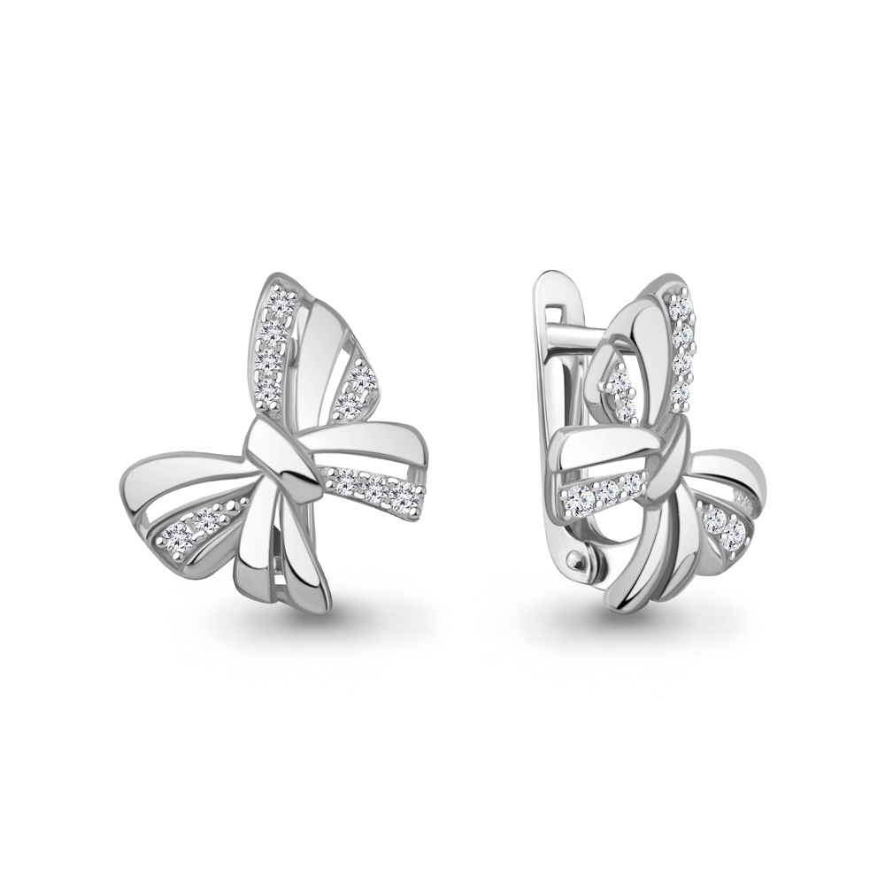 401054А Серьги из Серебра с фианитами