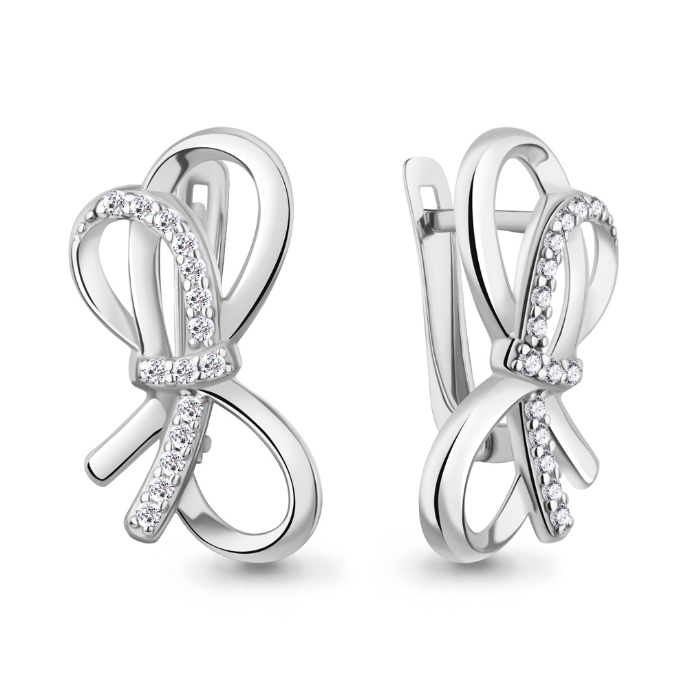 401057А Серьги из Серебра с фианитами