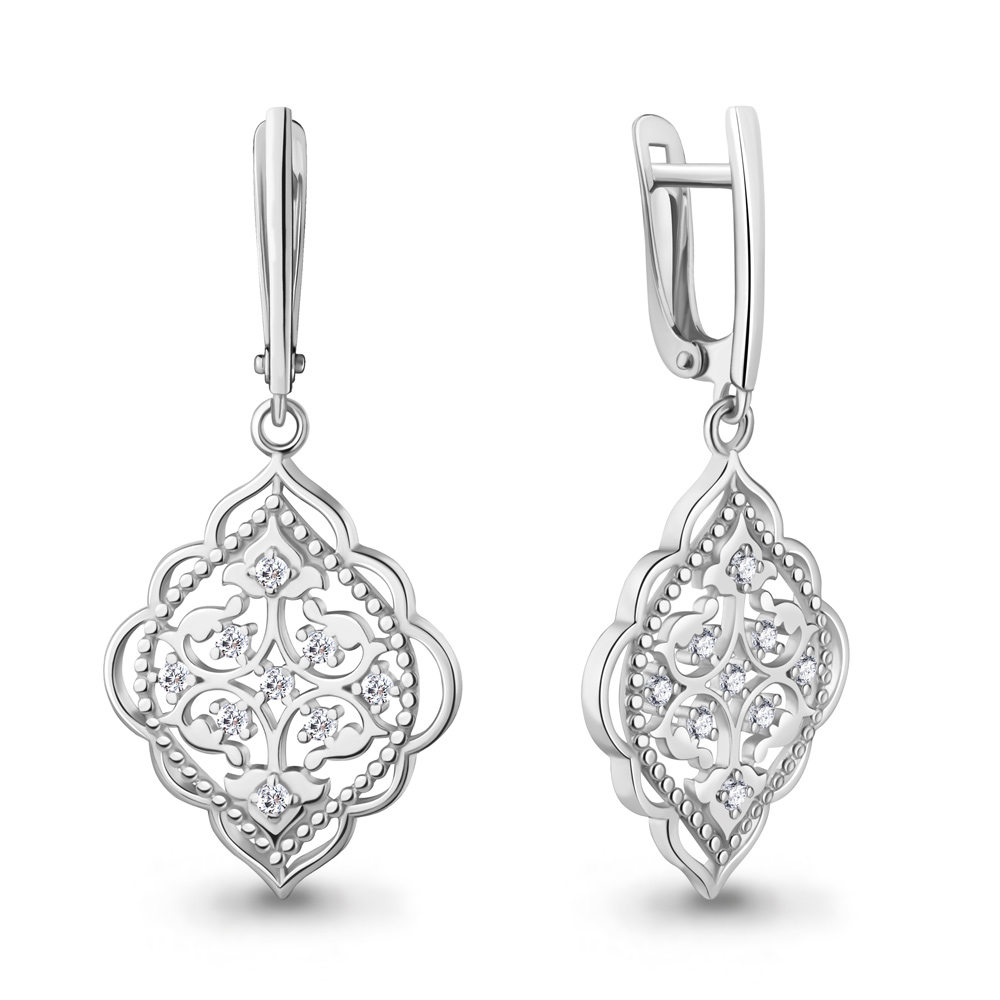 401058А Серьги из Серебра с фианитами