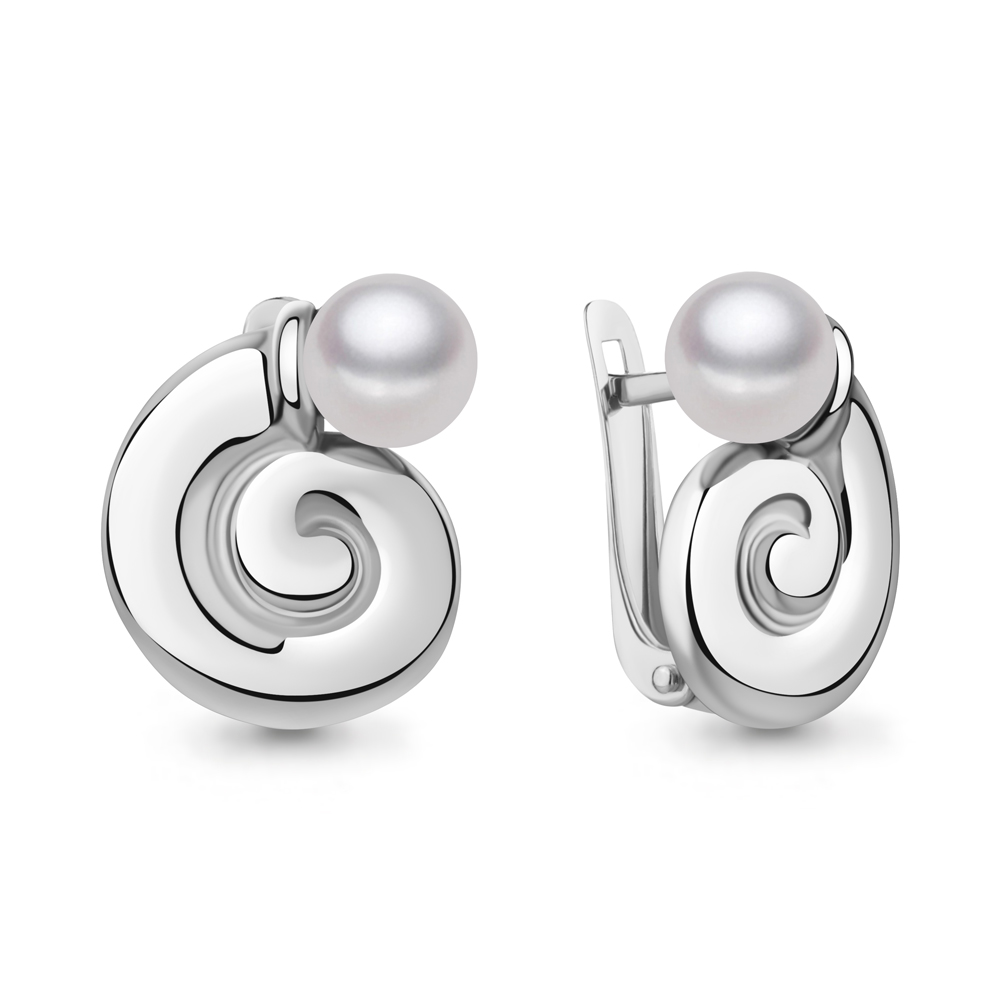 401064 Серьги из Серебра с имитациями жемчуга