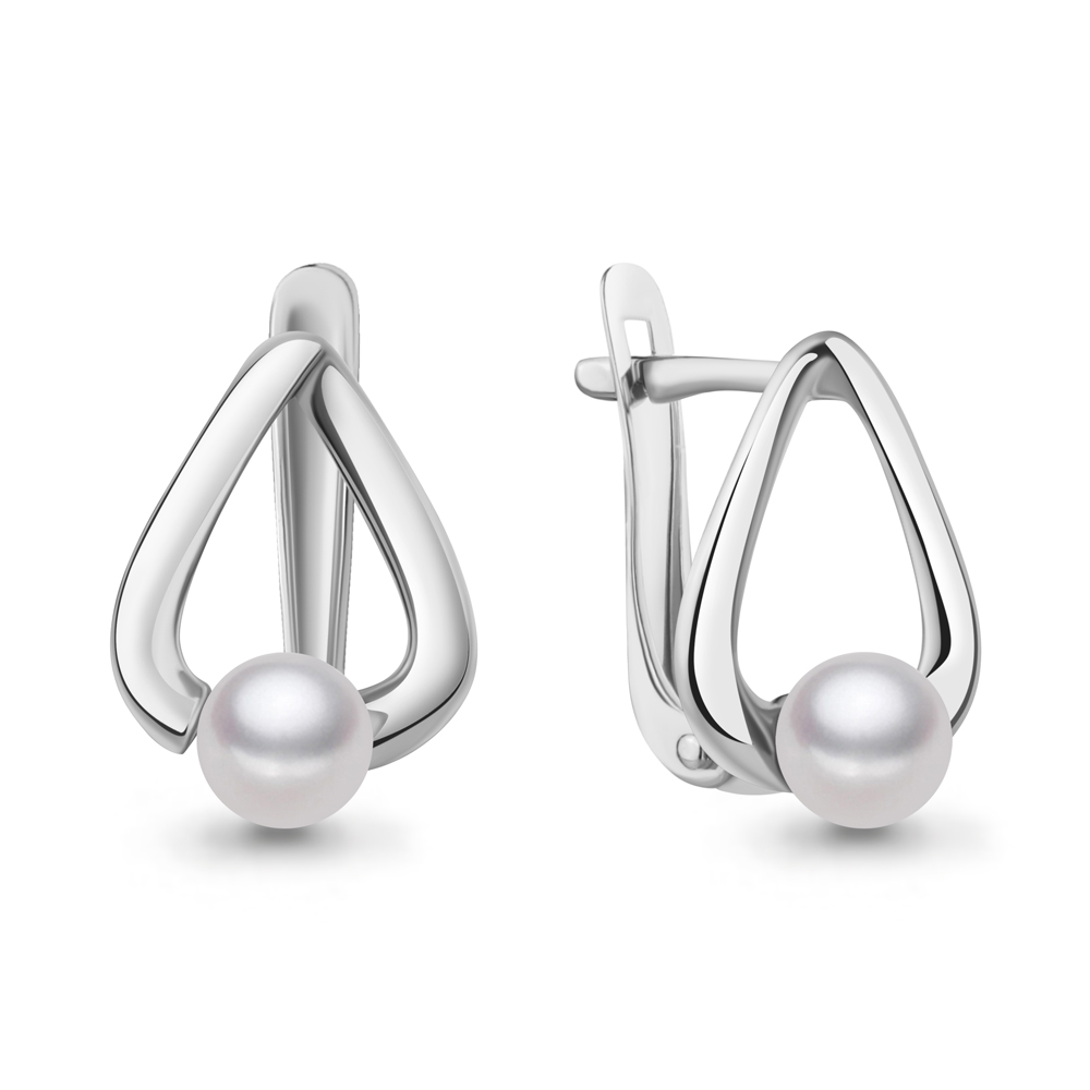 401068 Серьги из Серебра с имитациями жемчуга