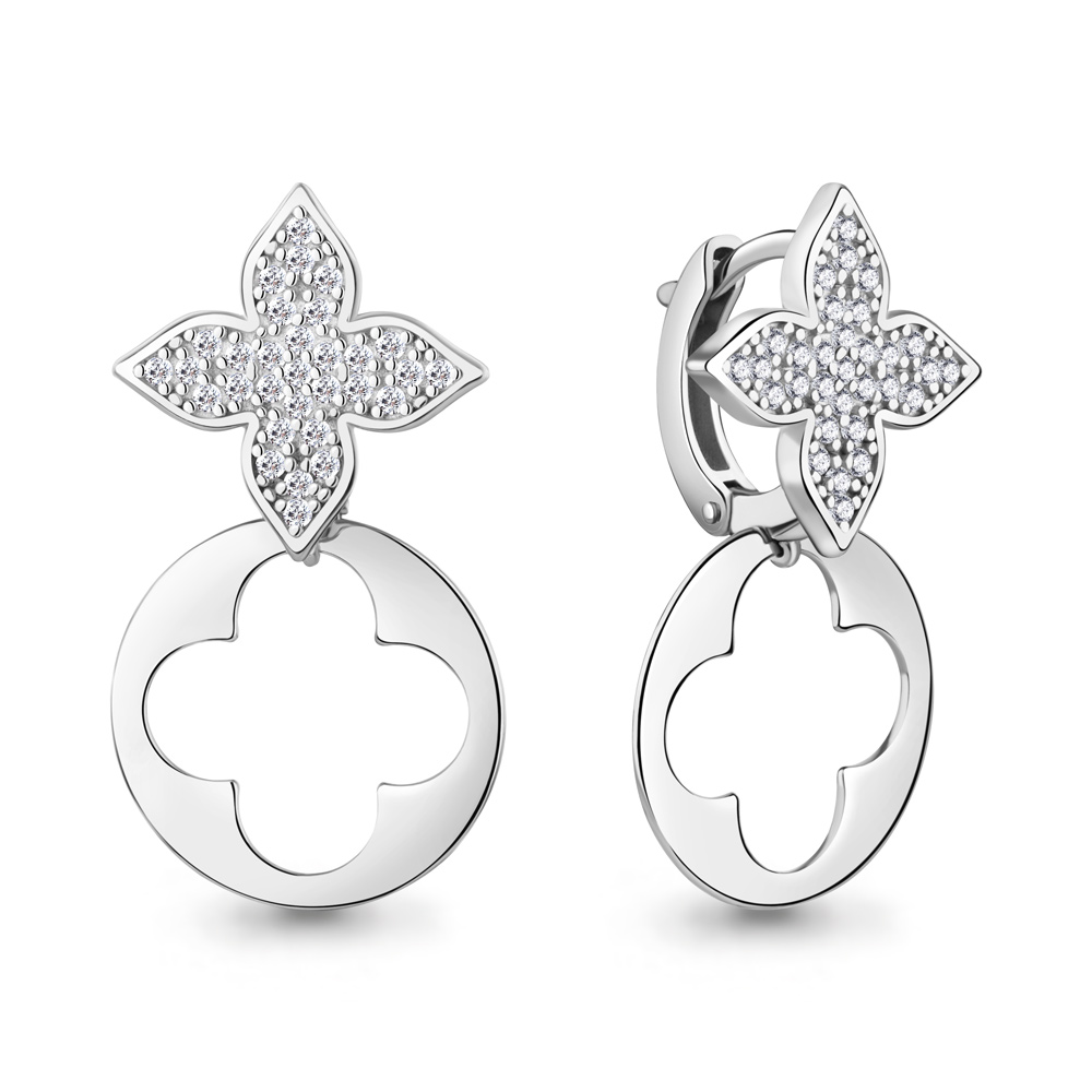401082А Серьги из Серебра с фианитами