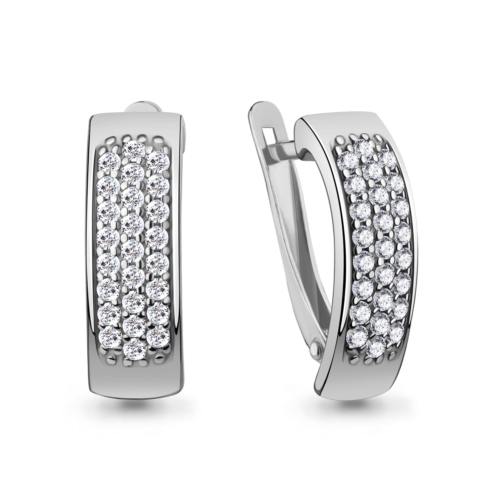 40756А Серьги из Серебра с фианитами