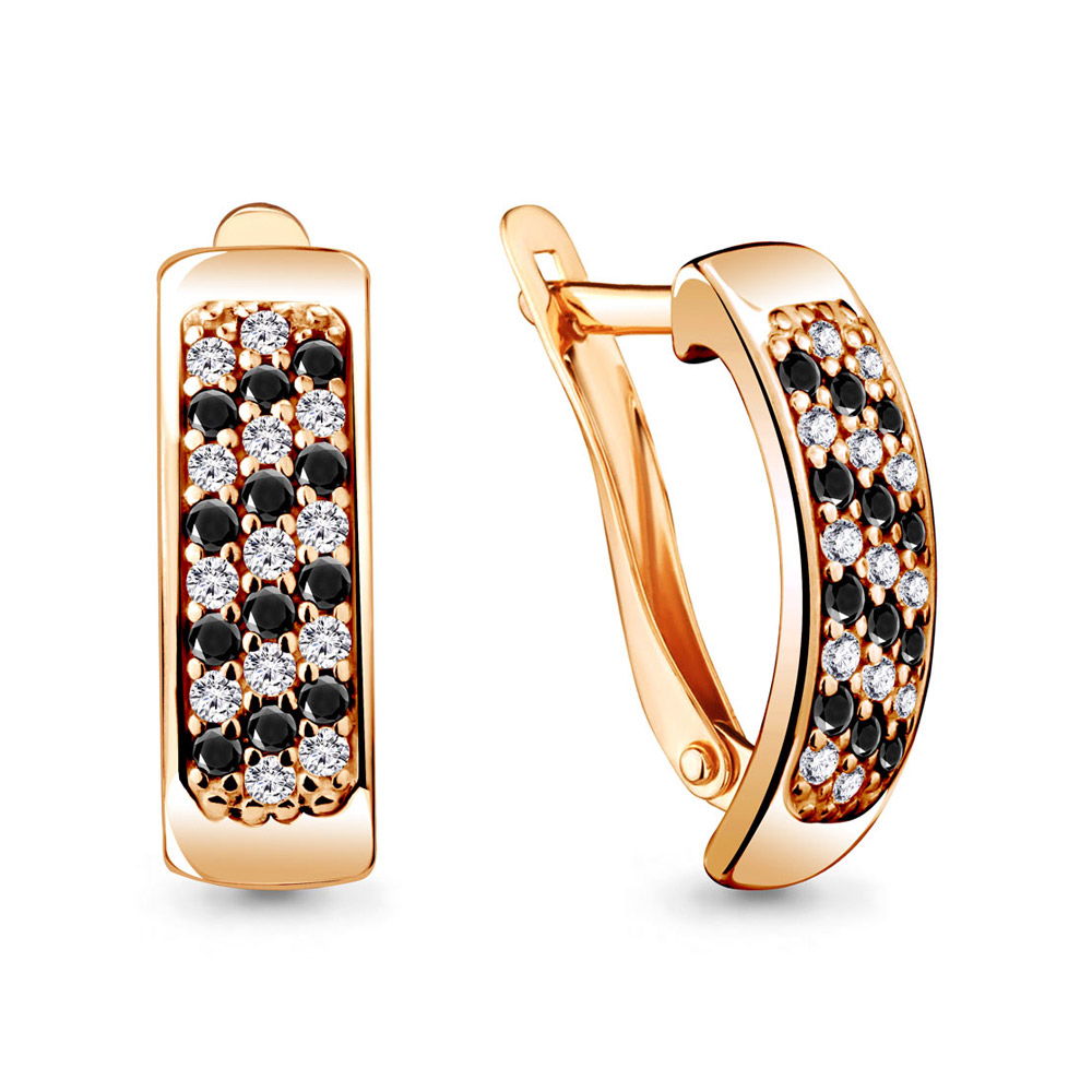 40758Ч Серьги из Золота с нанокристаллами, фианитами