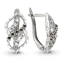 40774Ч Серьги из Серебра с синт. шпинелью, фианитами