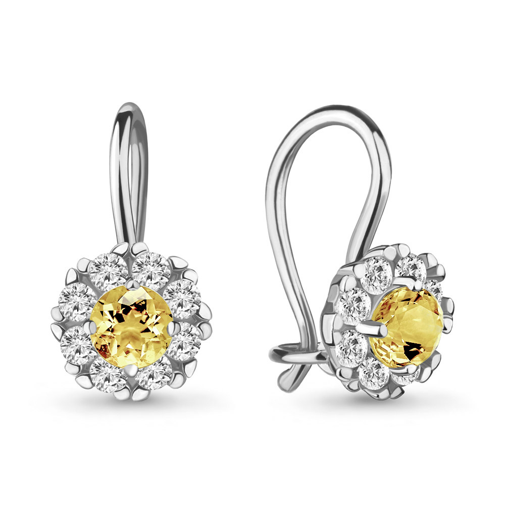 40965Е Серьги из Серебра с стёклами, фианитами из коллекции "Happy"