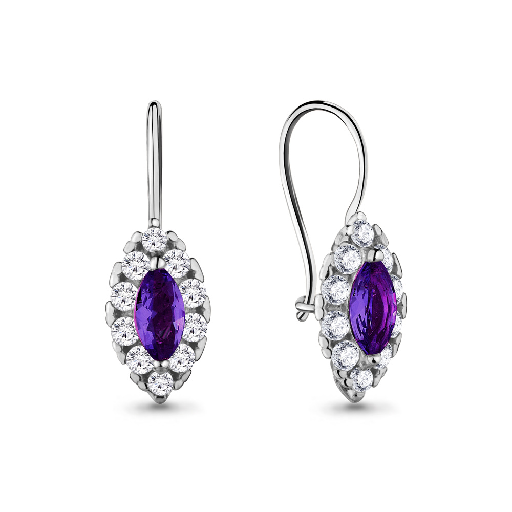 40969Д Серьги из Серебра с стёклами, фианитами из коллекции "Happy"