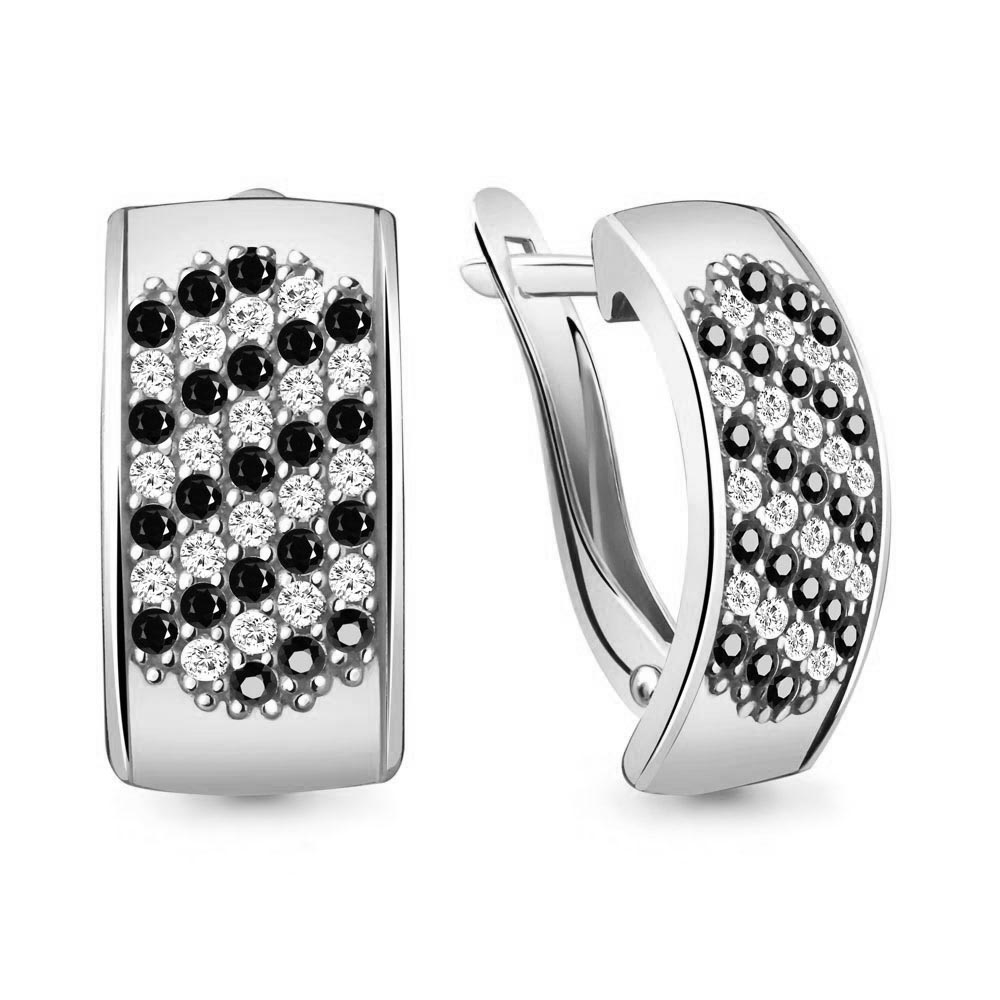 40984Ч Серьги из Серебра с нанокристаллами, фианитами