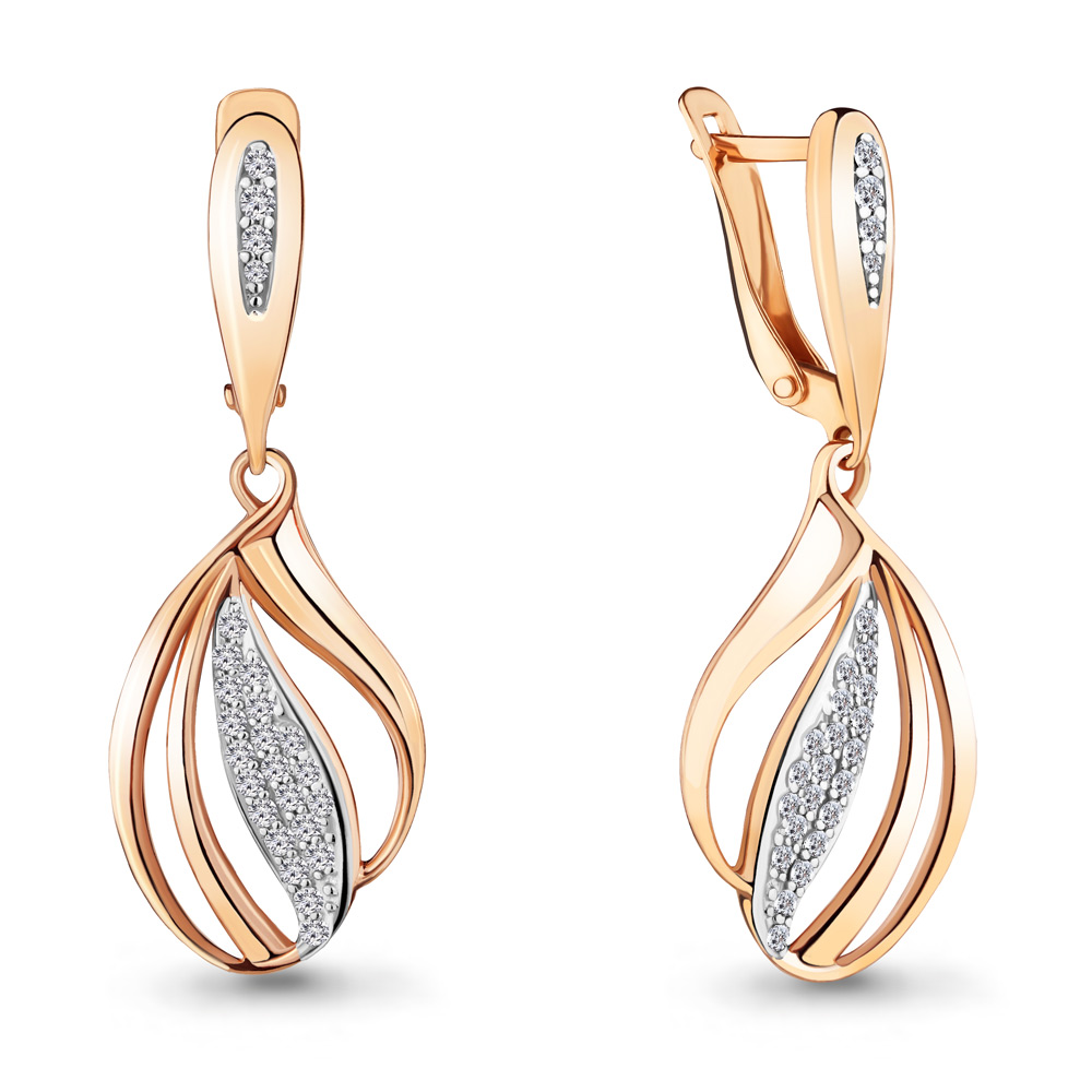 41635А Серьги из Золота с фианитами