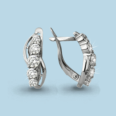 416921А Серьги из Серебра с фианитами
