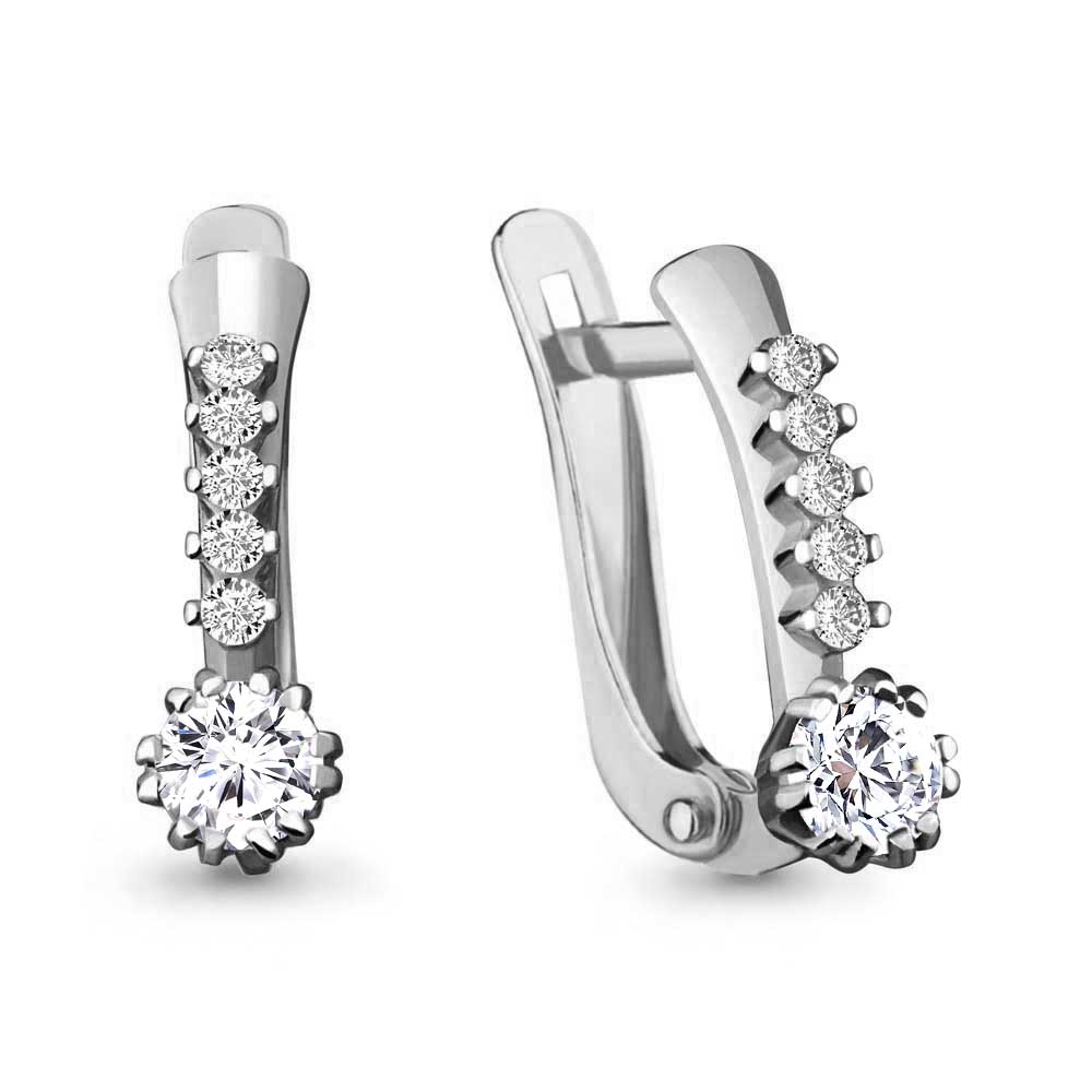 420091А Серьги из Серебра с фианитами