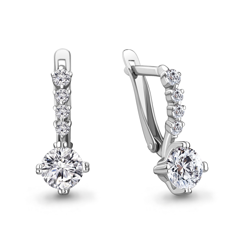 420751А Серьги из Серебра с фианитами