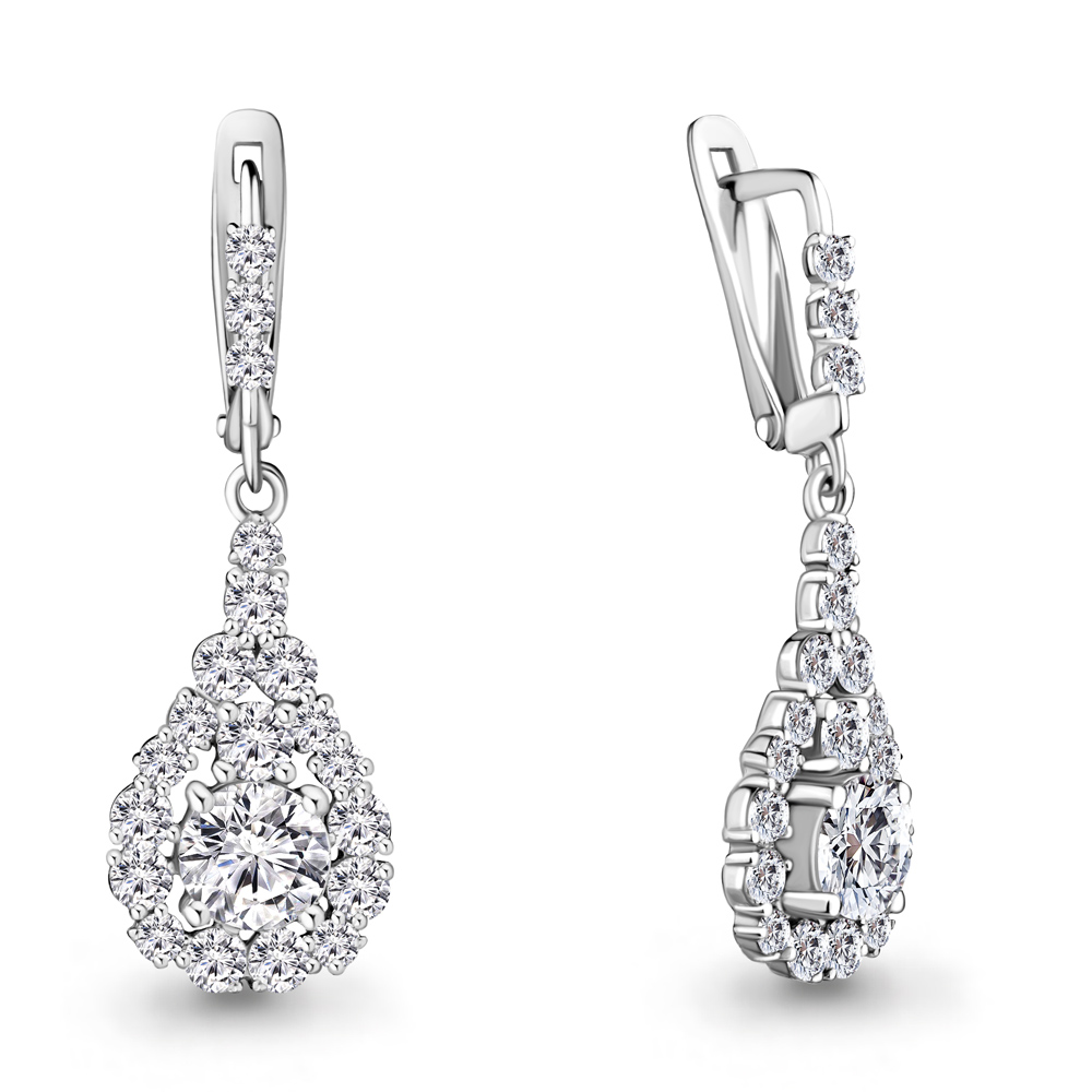 42080А Серьги из Серебра с фианитами