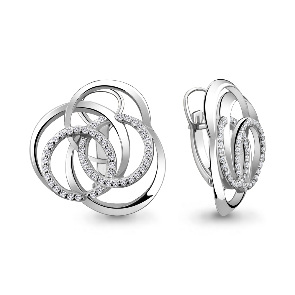 42106А Серьги из Серебра с фианитами