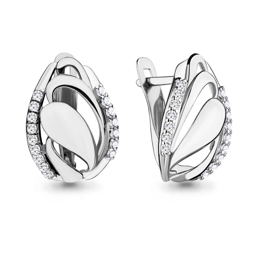 42137А Серьги из Серебра с фианитами