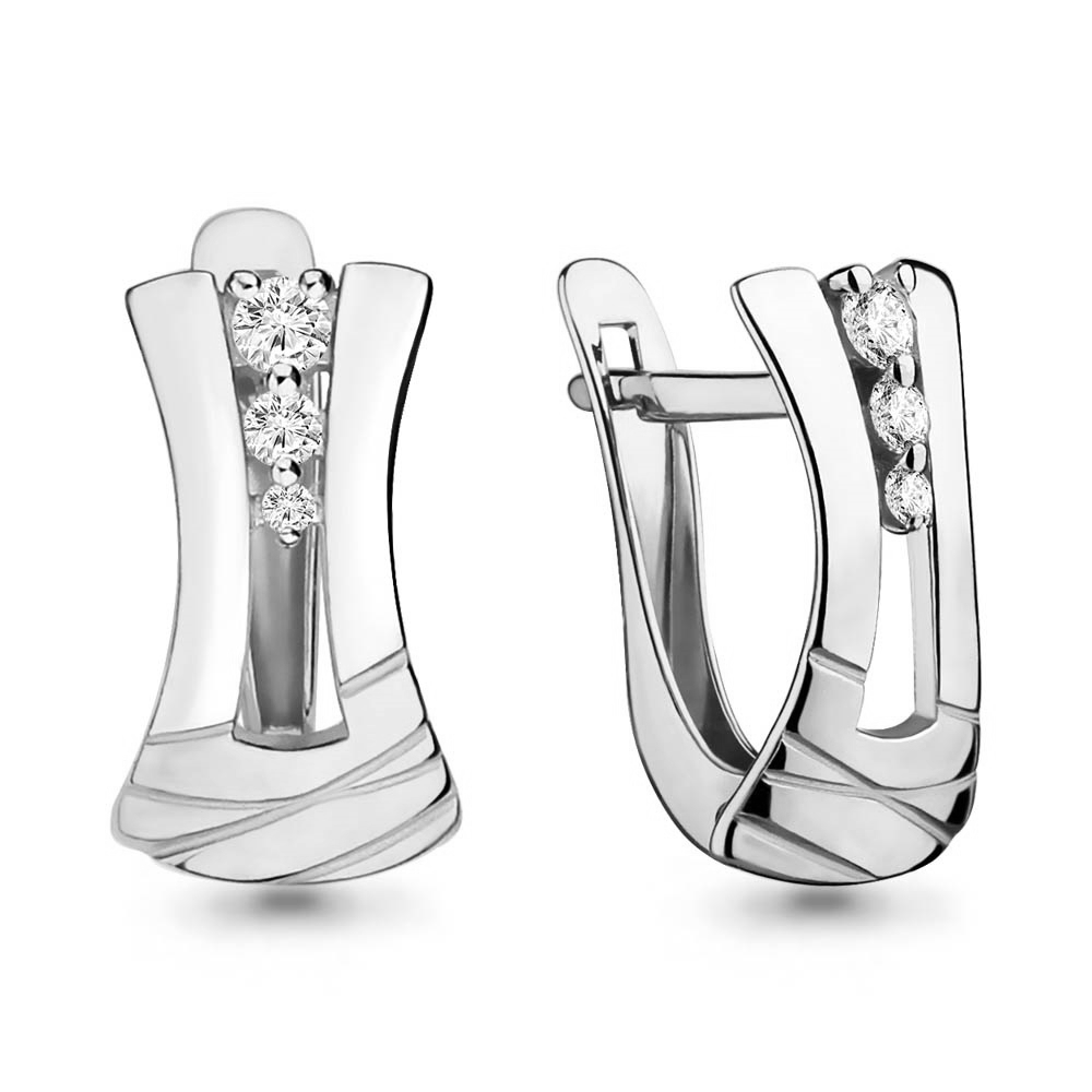 42142А Серьги из Серебра с фианитами