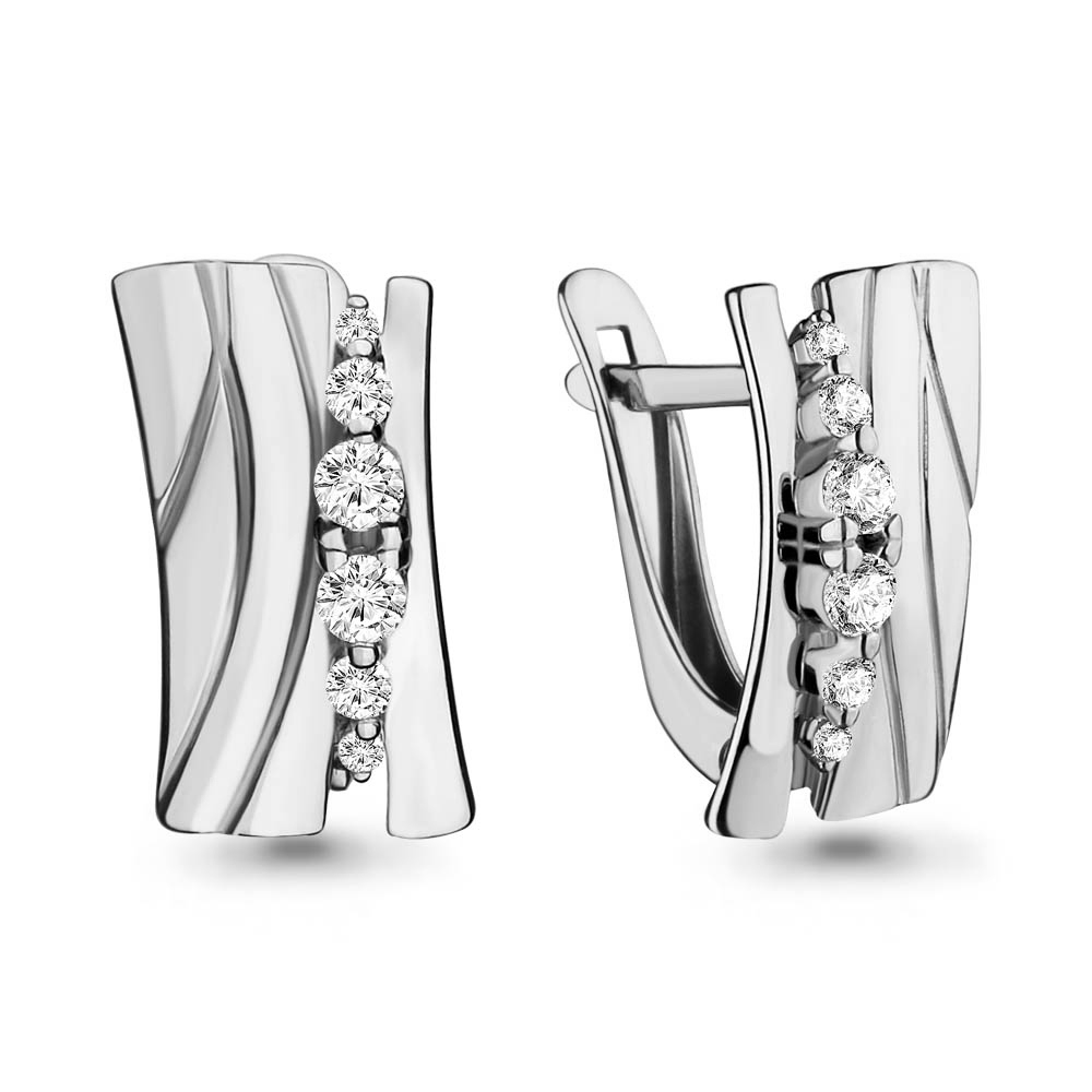 42145А Серьги из Серебра с фианитами