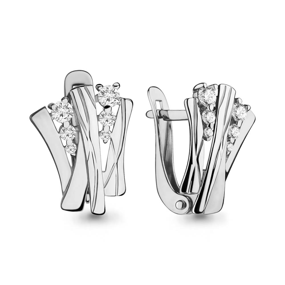 42147А Серьги из Серебра с фианитами