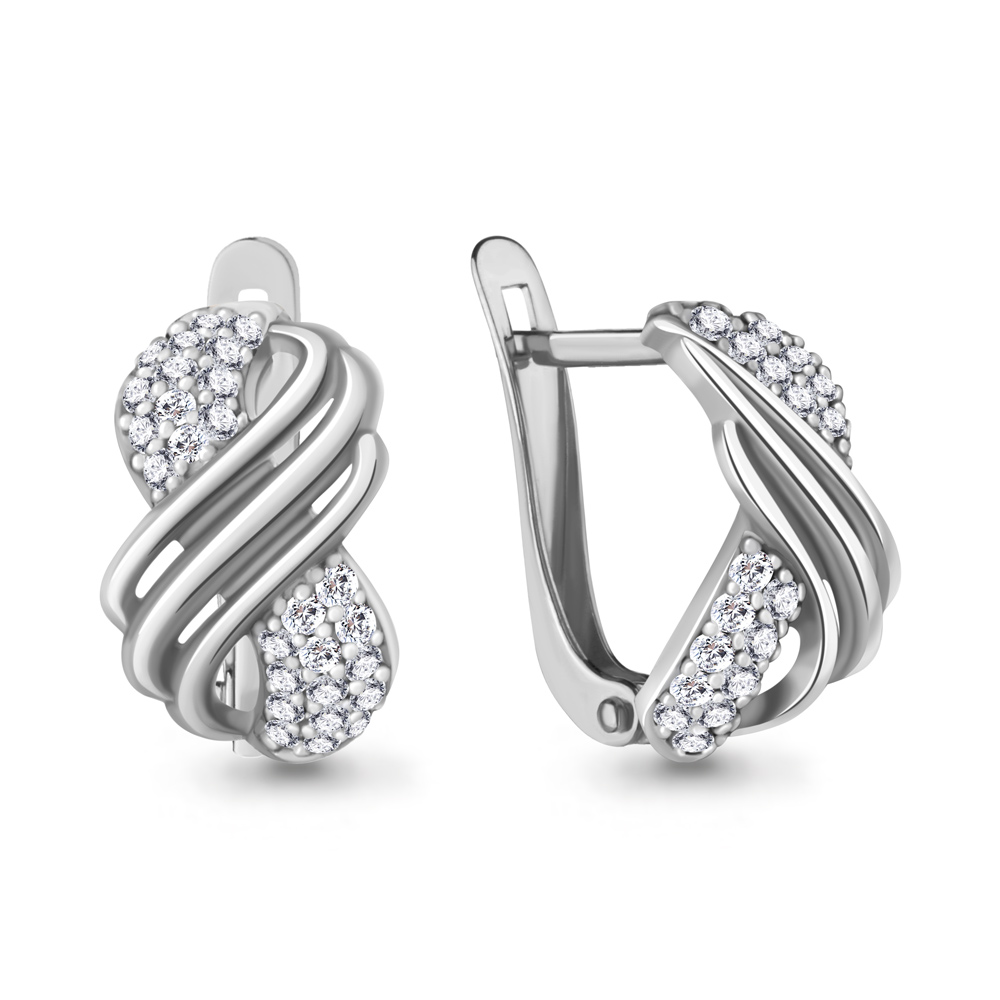 42164А Серьги из Серебра с фианитами