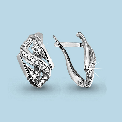 42341А Серьги из Серебра с фианитами