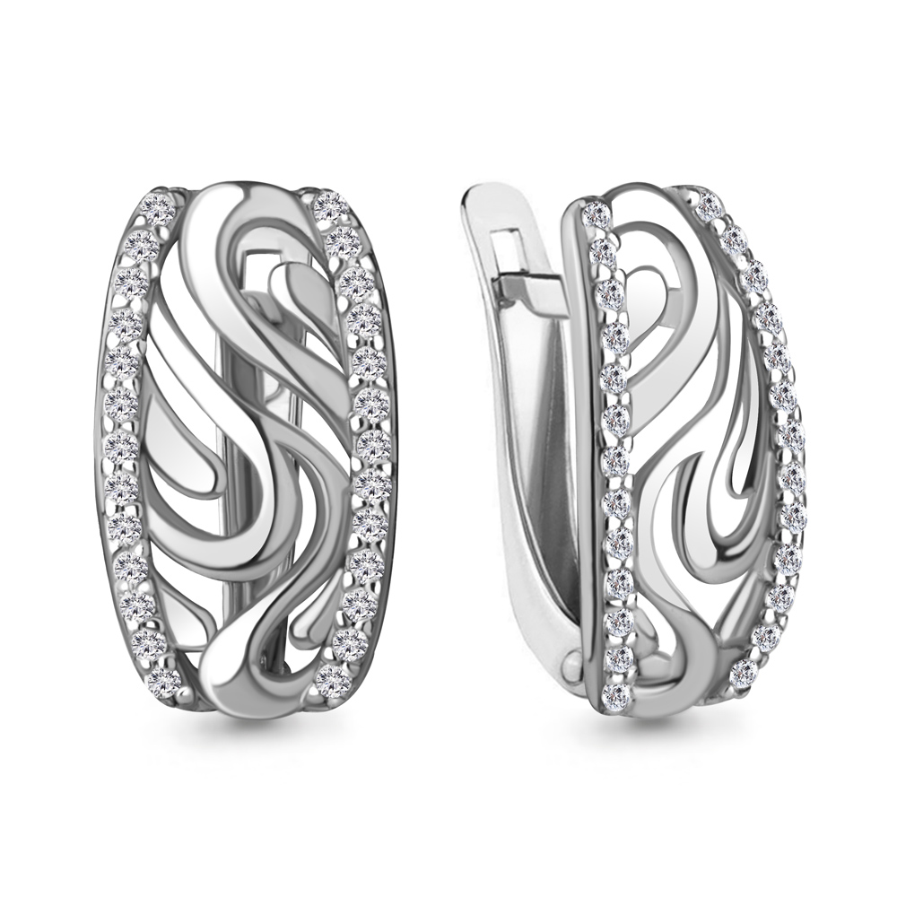 42362А Серьги из Серебра с фианитами