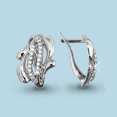 42377А Серьги из Серебра с фианитами