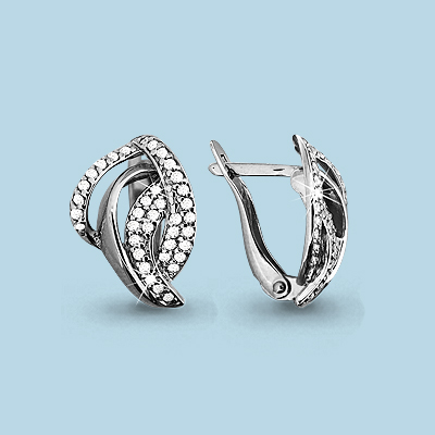 42390А Серьги из Серебра с фианитами