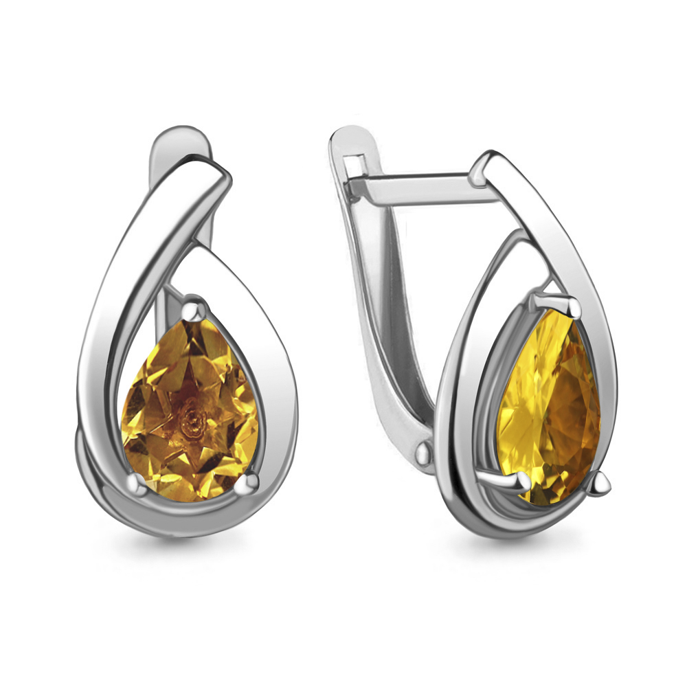 4241206 Серьги из Серебра с цитринами