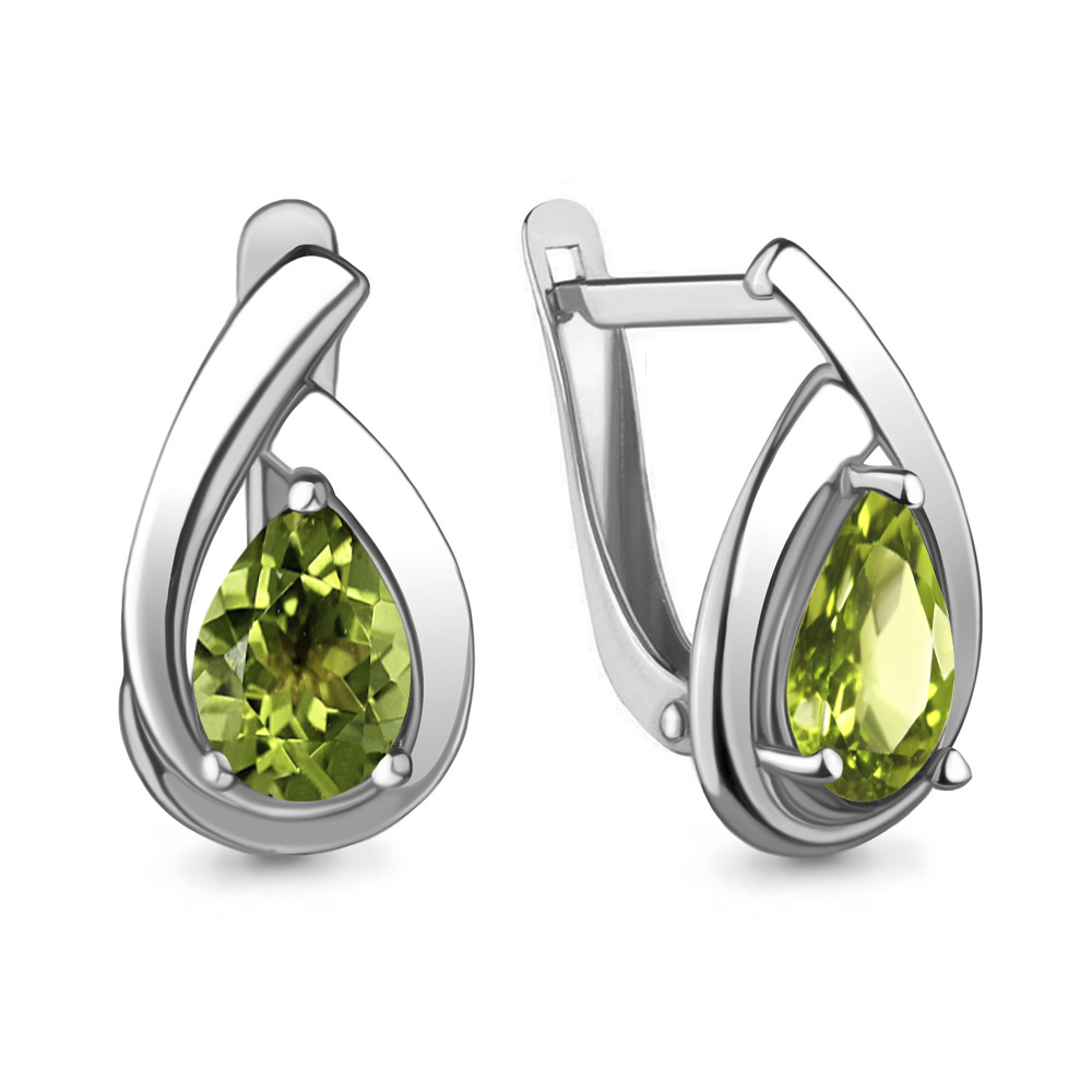 4241207 Серьги из Серебра с хризолитами