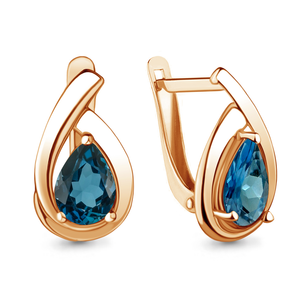 4241208 Серьги из Золота с топазами лондон блю