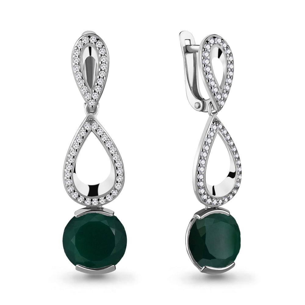 4249209А Серьги из Серебра с агатами, фианитами