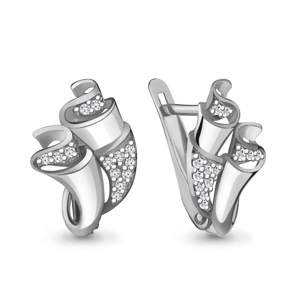 42505А Серьги из Серебра с фианитами