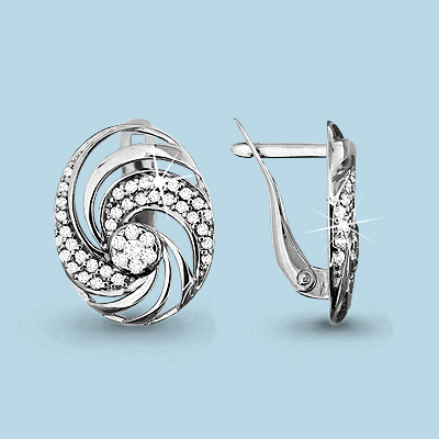 42539А Серьги из Серебра с фианитами