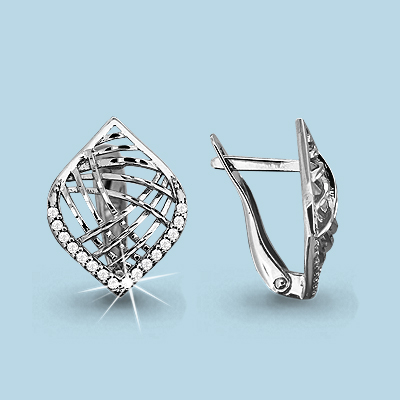 42541А Серьги из Серебра с фианитами