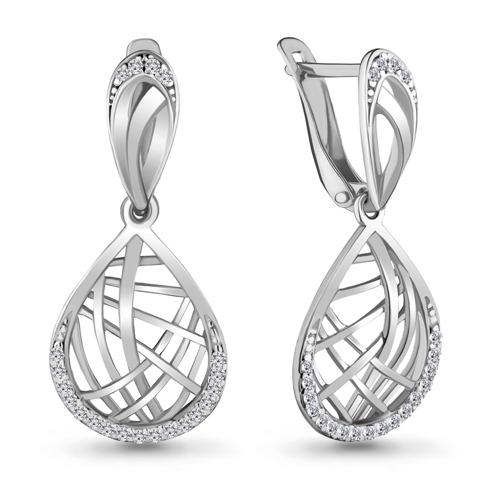 42543А Серьги из Серебра с фианитами