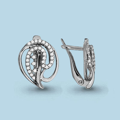 42546А Серьги из Серебра с фианитами