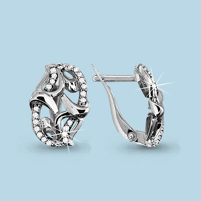 42551А Серьги из Серебра с фианитами