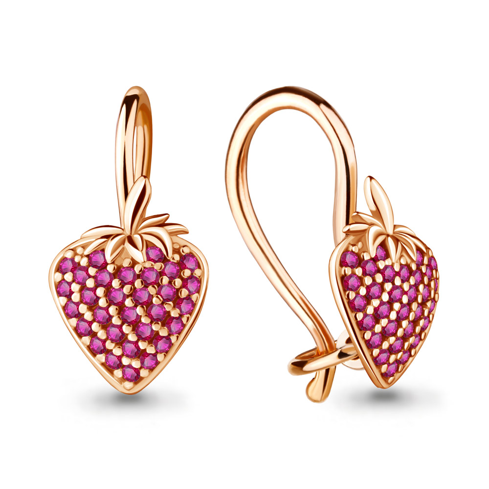 42561В Серьги из Золота с рубиновыми корундами из коллекции "Happy"