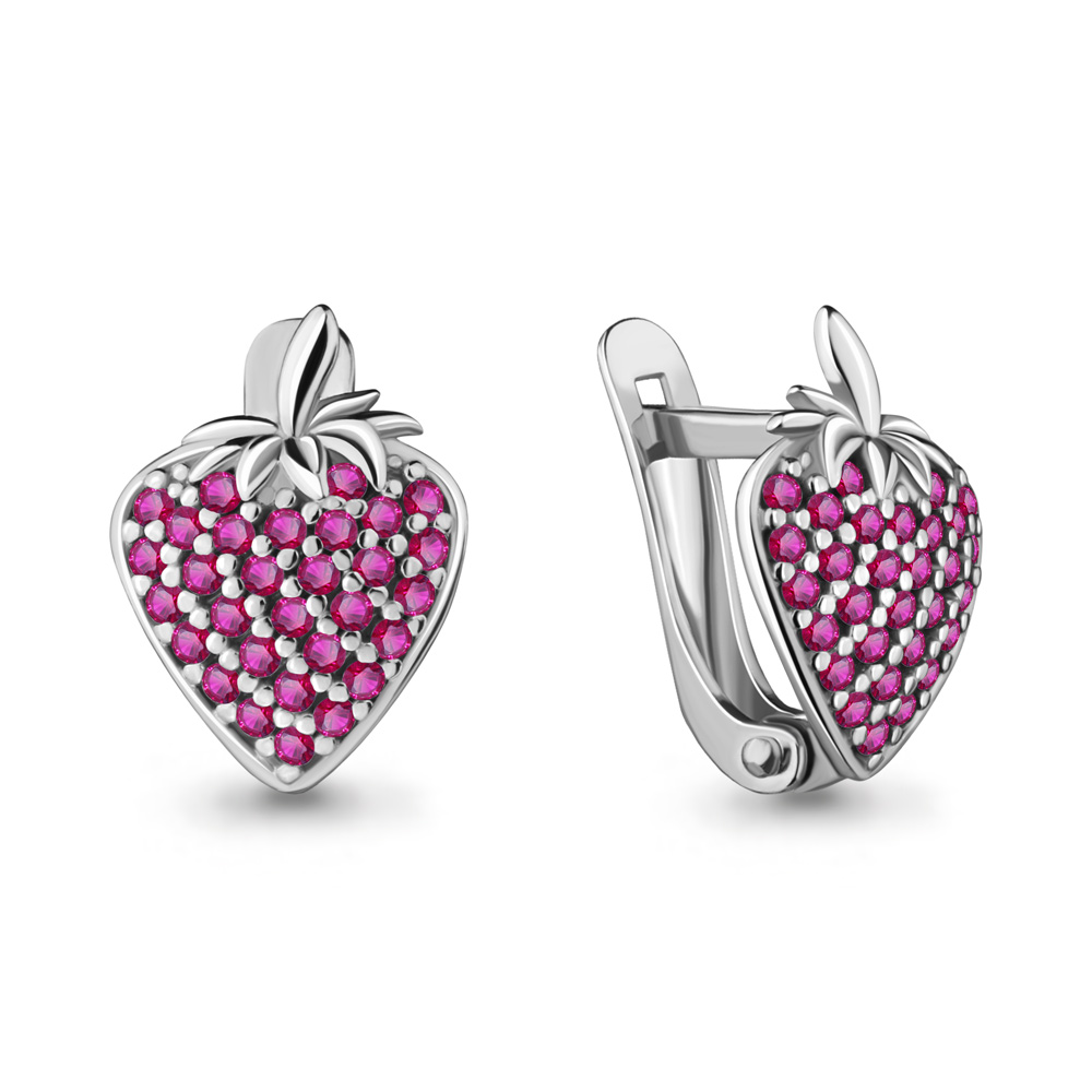 42562В Серьги из Серебра с корундами иск. из коллекции "Happy"