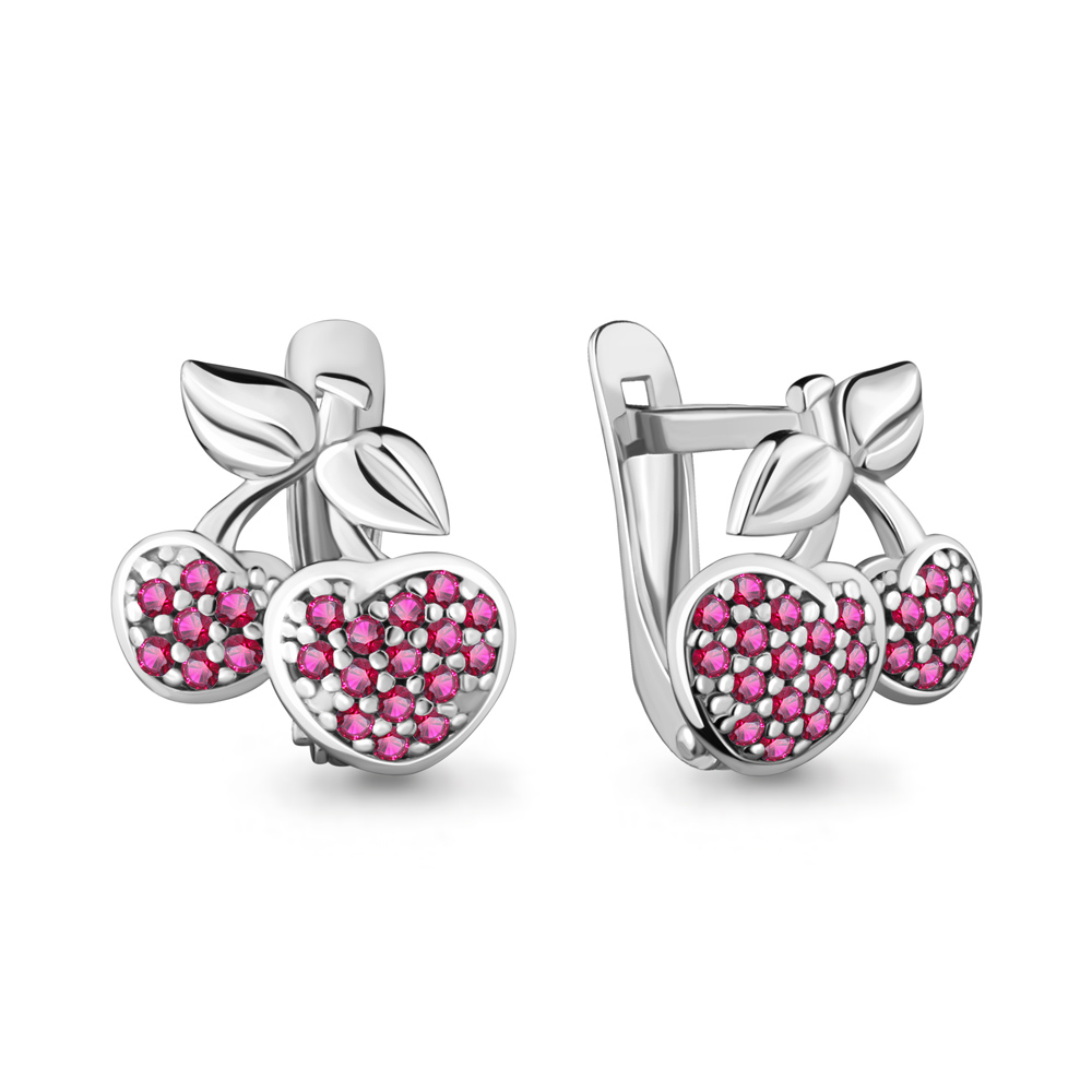 42564В Серьги из Серебра с корундами иск. из коллекции "Happy"