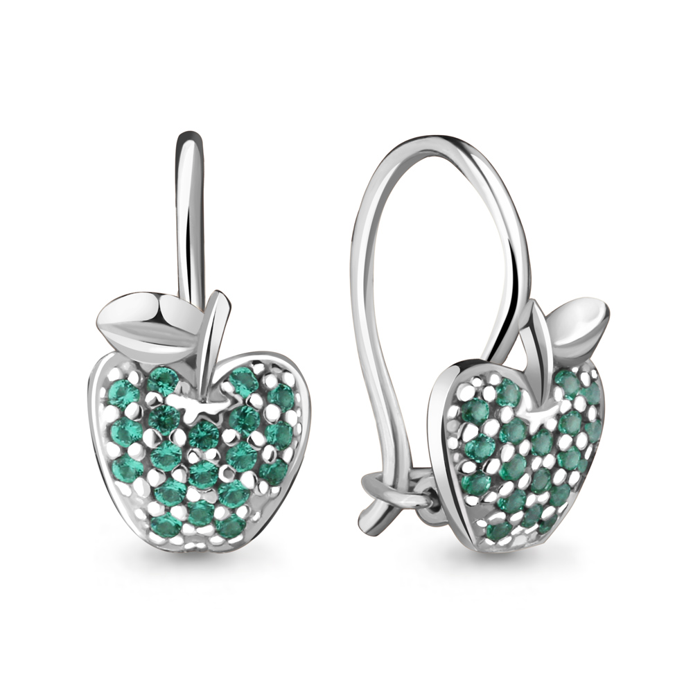 42569Г Серьги из Серебра с наноизумрудами из коллекции "Happy"