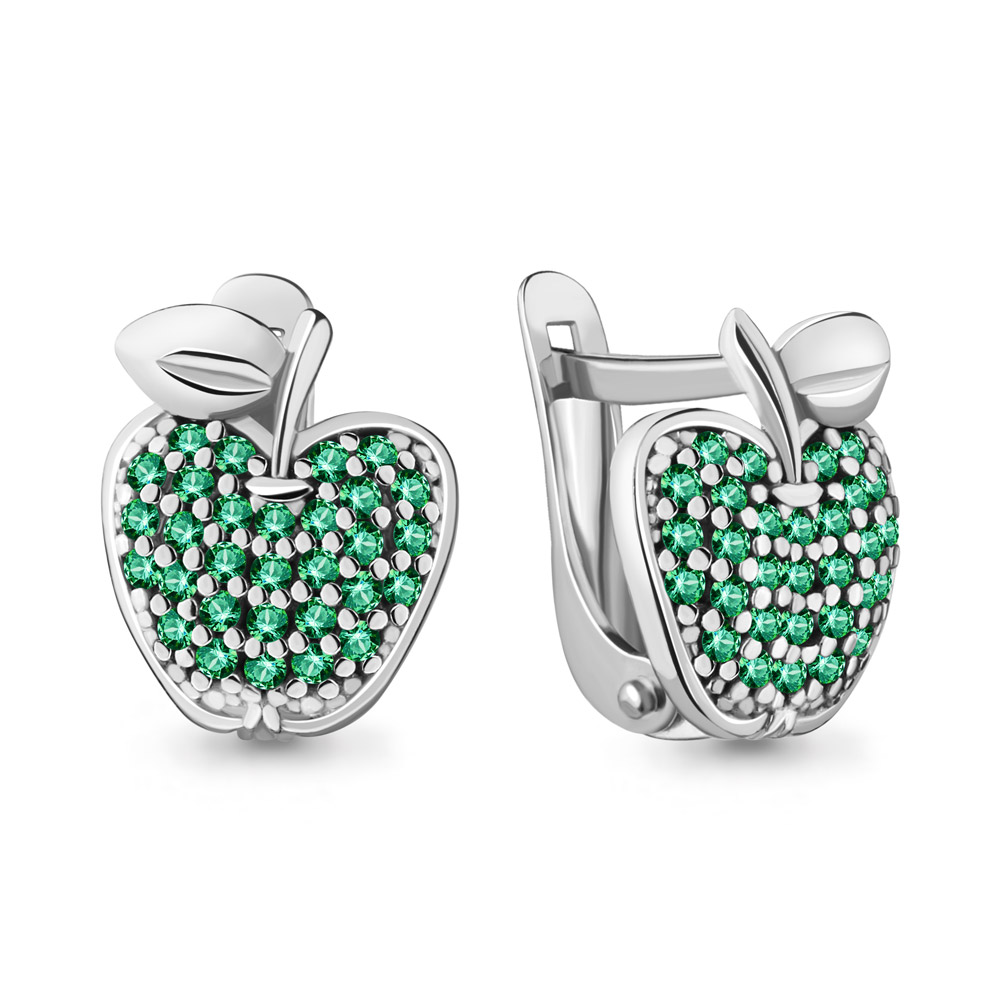 42570Г Серьги из Серебра с наноизумрудами из коллекции "Happy"
