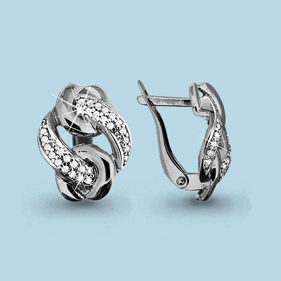 42588А Серьги из Серебра с фианитами