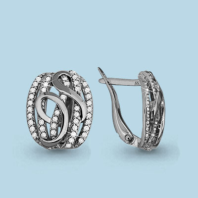 42591А Серьги из Серебра с фианитами