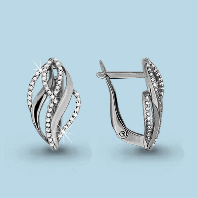 42708А Серьги из Серебра с фианитами