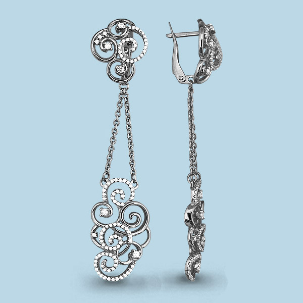42873А Серьги из Серебра с фианитами