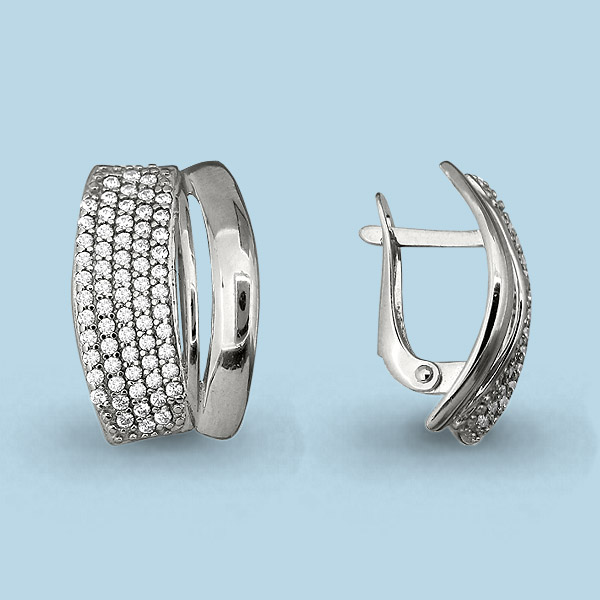 42874А Серьги из Серебра с фианитами